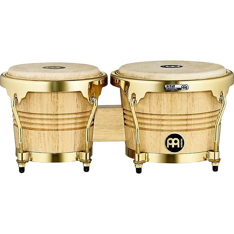 Bongós de madera Meinl WB200NT-G de 6 3/4" y 8" en color natural con herrajes dorados