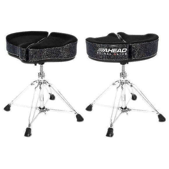 Ahead SPG-BS Spinal-G Saddle Drum Throne in Black Cloth Top & Black Sparkle Sides w/ 4 Legged Base