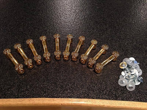 Set of 10 - RARE Gretsch Gold Plated Double Ended Tube Lugs w/ Backing Screws *IN STOCK*