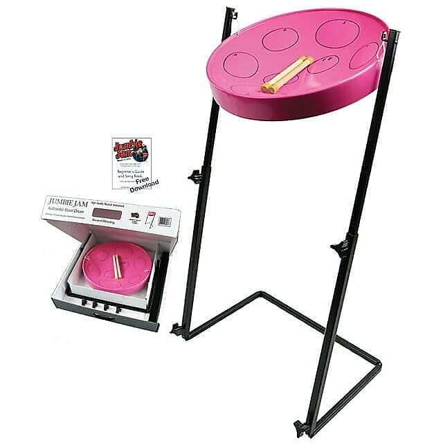 Kit listo para usar Panyard W1160 Jumbie Jam Pink Steel Drum Pan con soporte de piso en Z de metal