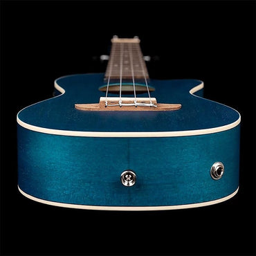 Ukelele de concierto A/E serie Earth RUOCEAN-CE de Ortega Guitars en azul transparente
