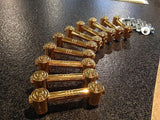 Set of 10 - RARE Gretsch Gold Plated Double Ended Tube Lugs w/ Backing Screws *IN STOCK*