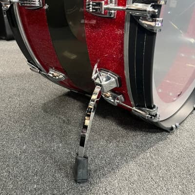 Ludwig 50th Anniversary Vistalite Pro Beat 24/16/13" Drum Set Kit in Red Sparkle/Smoke/Red Sparkle from NAMM