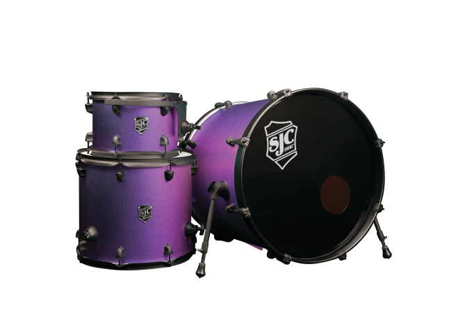 ~NEW!~ SJC Pathfinder Series 3-Piece 12/16/22 Drum Kit Set in Purple Glimmer with Matte Black Hardware