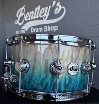 ~WOW!~ DW Collector's Series 333 Pure Maple 7x14 Snare Drum in Malibu Fade over Exotic Super Quilted Maple with Chrome Hardware