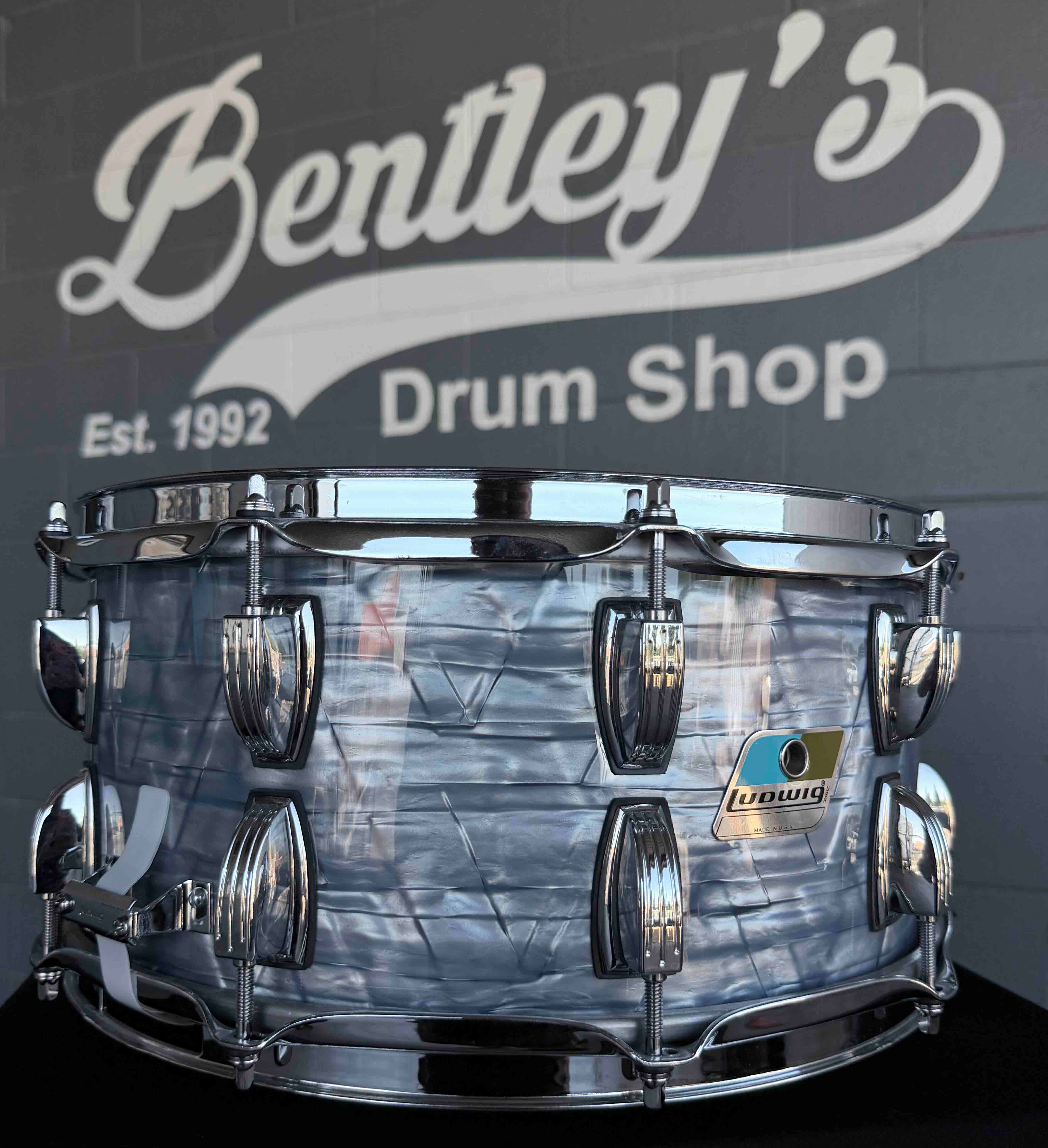 Ludwig Classic Maple 6.5x14 Snare Drum in Sky Blue Pearl with 20-Lugs