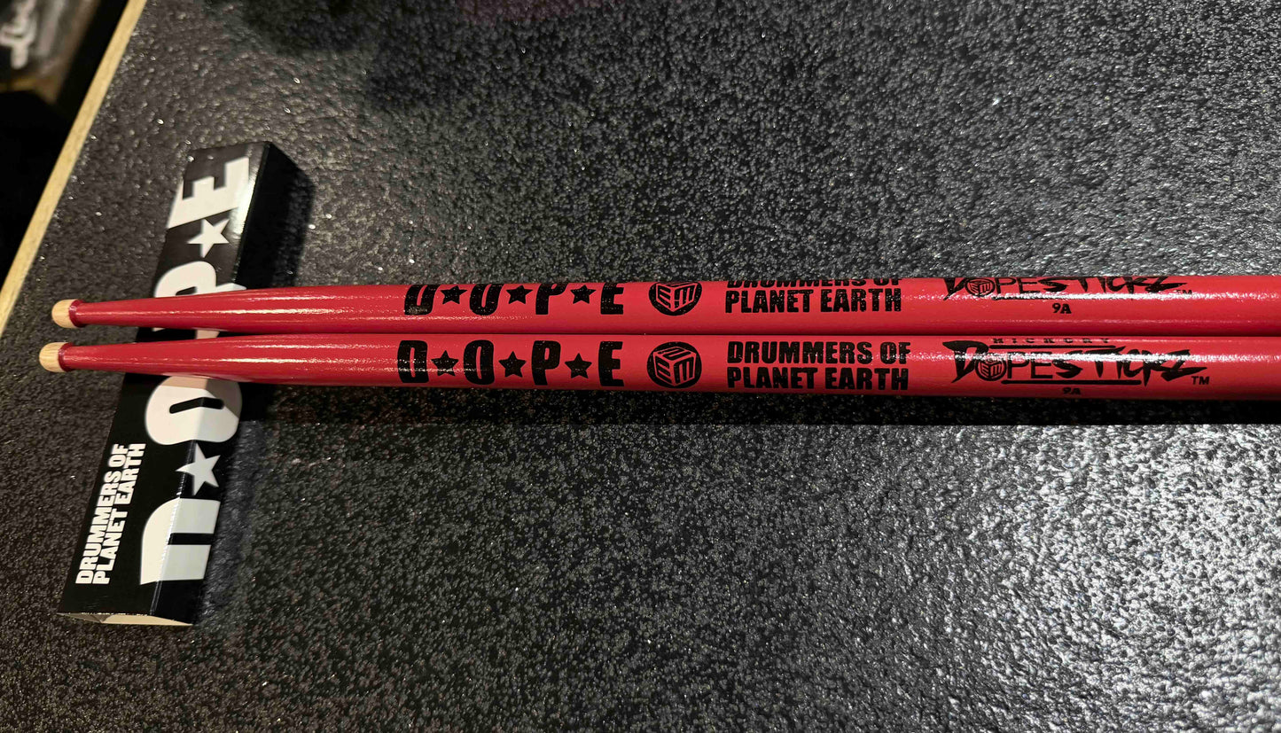 Dope Stickz Corvette Red 9A Barrel Tip Drum Sticks Pair