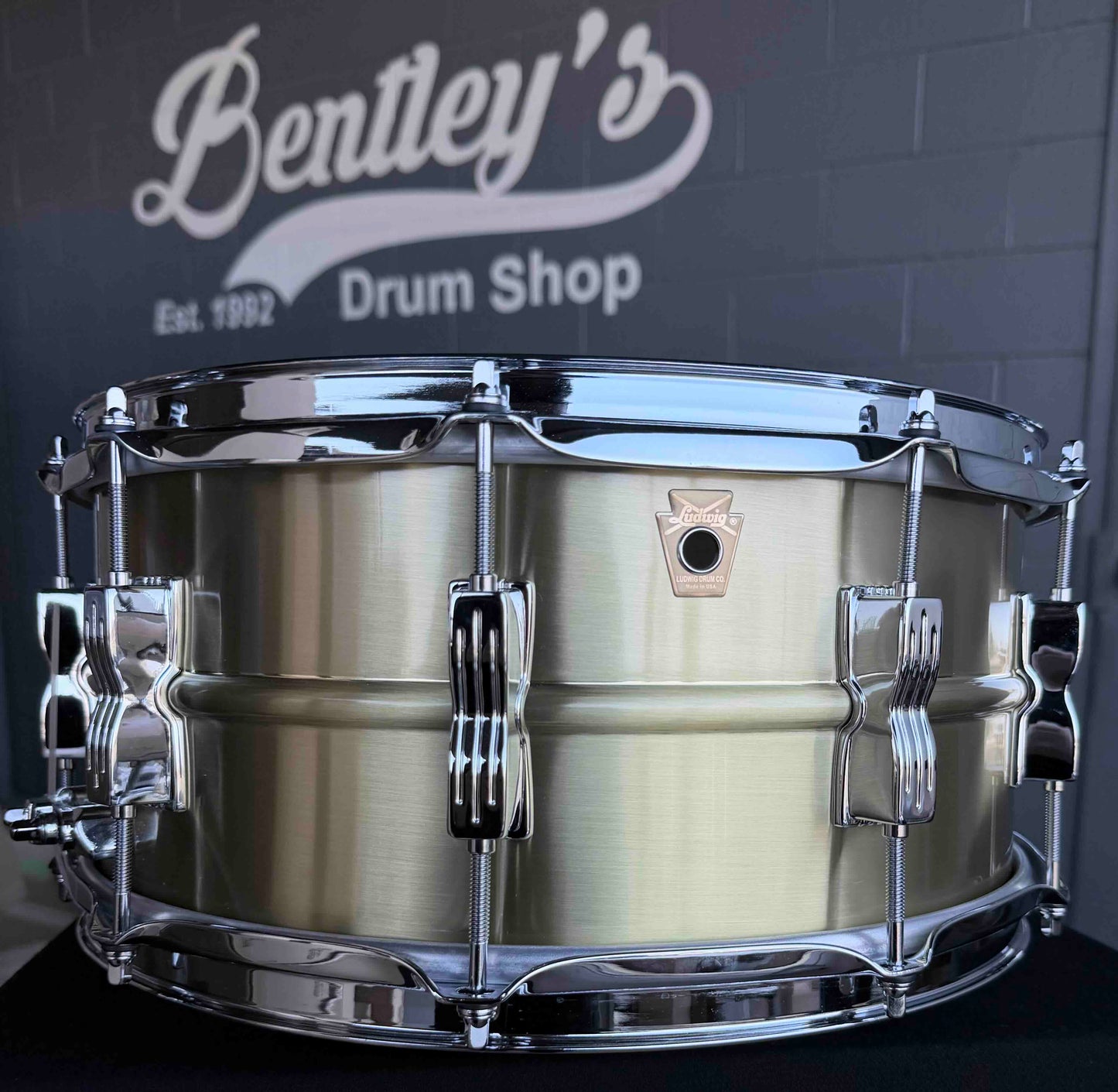 Ludwig Acro-Brass 6.5x14 Snare Drum with P86 Millennium Strainer Throw Off (Displayed at 2026 NAMM Show!)