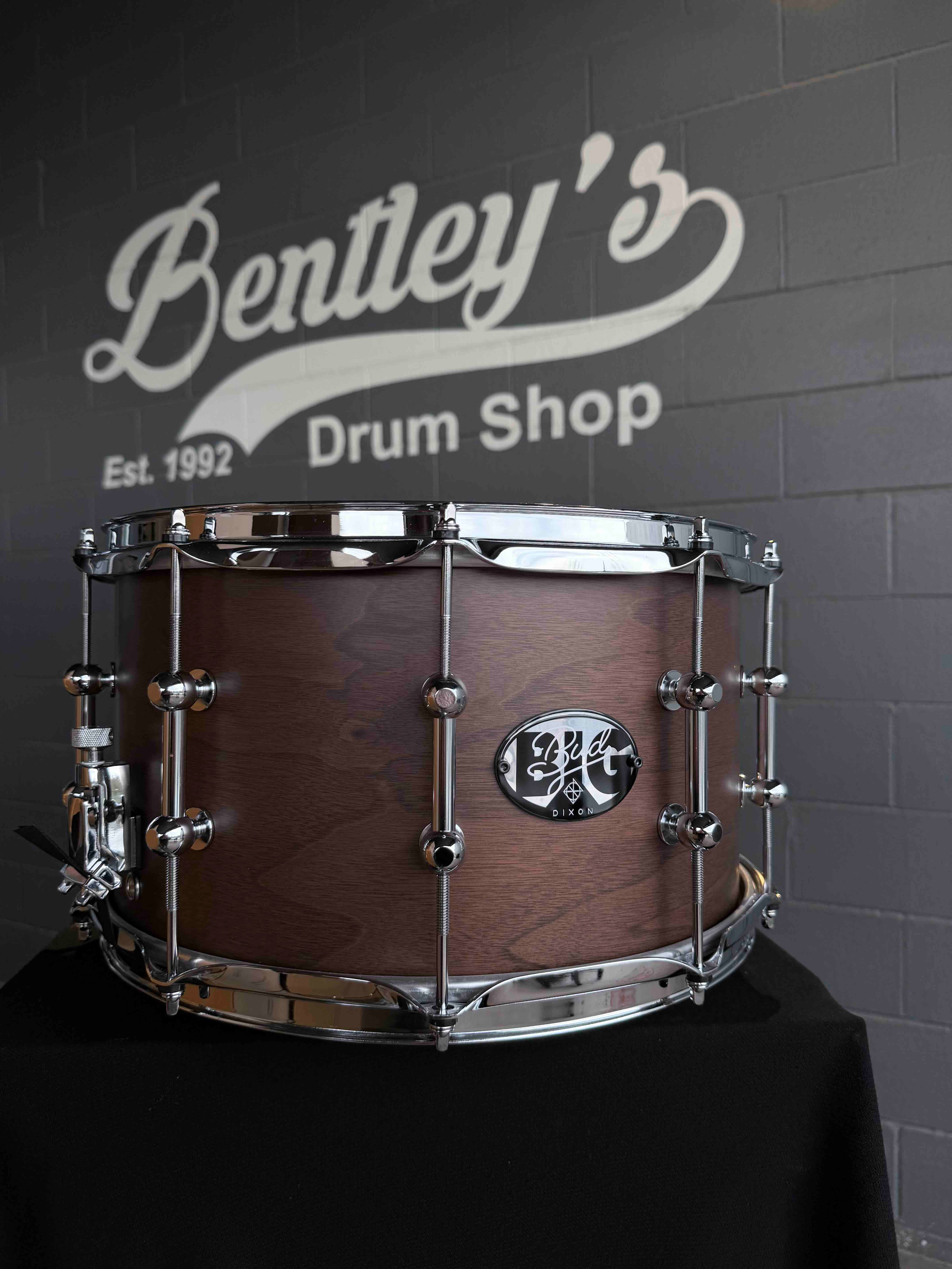 ~NEW~ Dixon Gregg Bissonette 'Big Bud' Signature 8x14 Walnut Snare Drum in Natural Satin