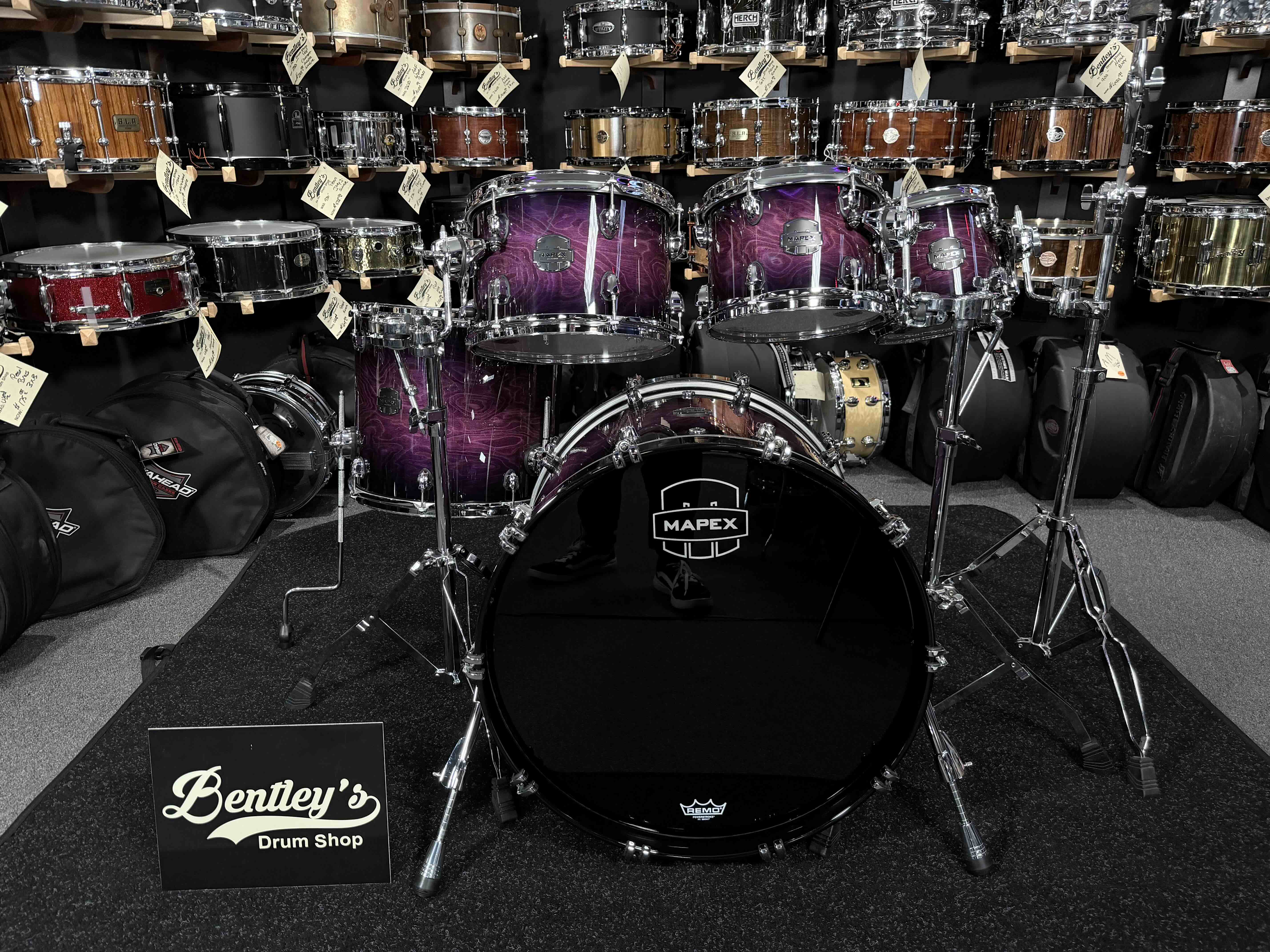 Mapex Saturn VI Maple/Walnut Hybrid 5-Piece 8/10/12/16/22 Drum Kit Set in Royal Purple Burst Gloss Lacquer (Displayed at 2026 NAMM Show!)