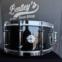 ~NEW!~ 2026 Dunnett 8-Lug StereoPly Maple/Poplar Hybrid 7x14 Snare Drum in Gloss Black Lacquer w/ CR Hoops & Dunnett Bag