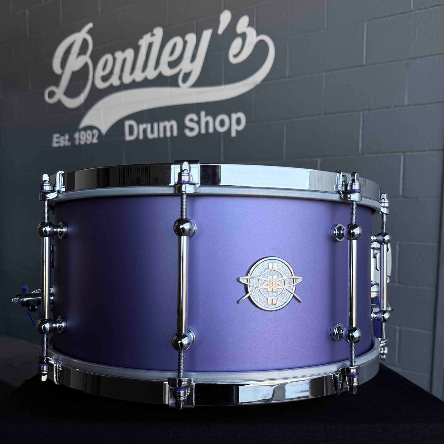 ~NEW!~ 2026 Dunnett 8-Lug StereoPly Maple/Poplar Hybrid 7x14 Snare Drum in Matte Metallic Purple w/ CR Hoops & Dunnett Bag