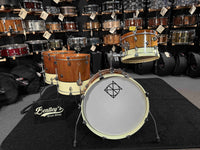 ~BENTLEY'S EXCLUSIVE~ Dixon Little Roomer Select 4-Piece 12/14/16/20 Drum Kit Set in Natural Mahogany to Pearl White with Black Pinstripe