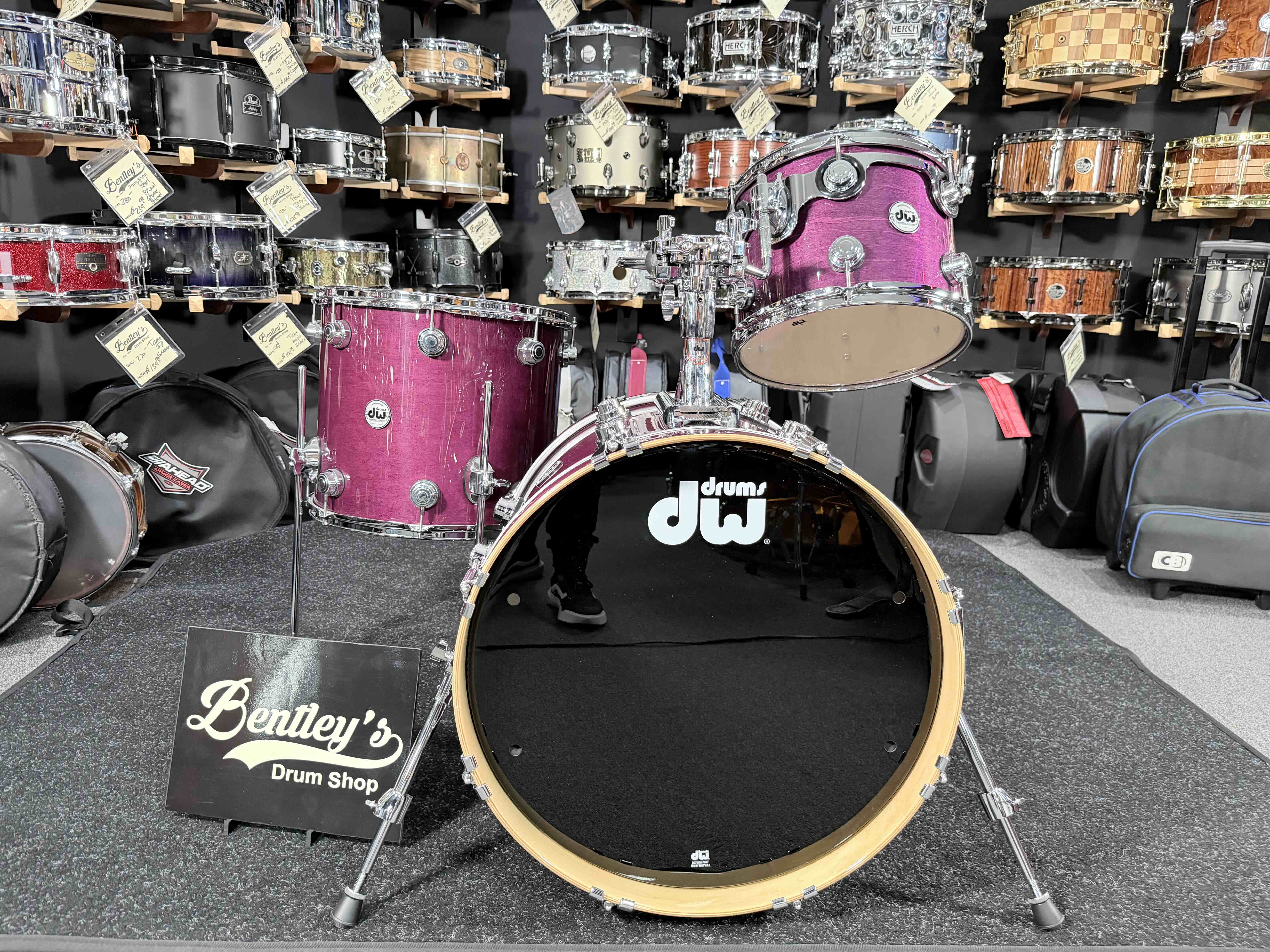 ~WOW!~ DW Collector's Series SSC Pure Maple 3-Piece 12/16/20 Drum Kit Set in Purple Stain Lacquer Specialty Gloss with Chrome Hardware