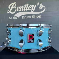 ~NEW~ Premier Elite Maple/Birch Hybrid 6.5x14 Snare Drum in Baby Blue Lacquer