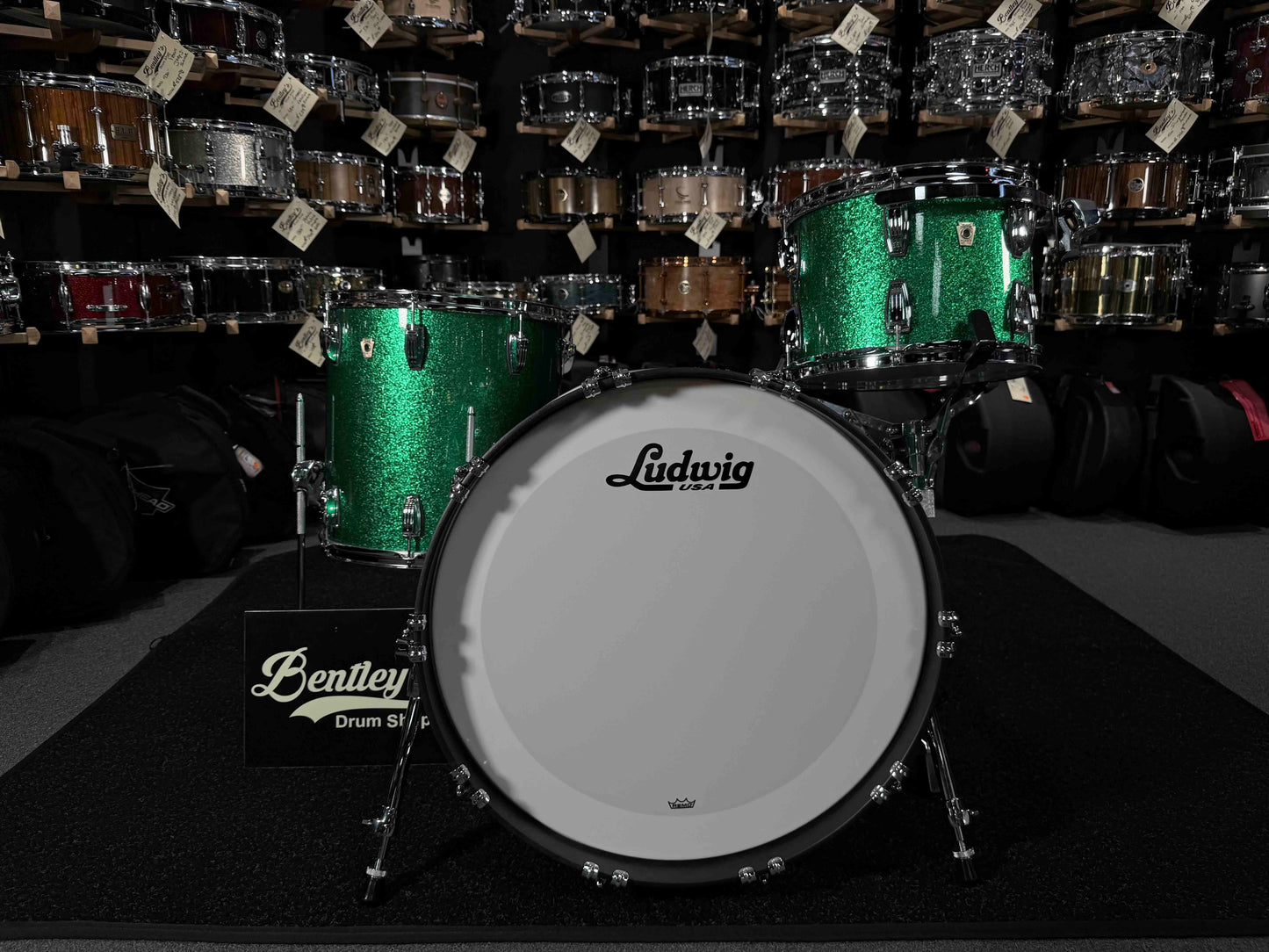 ~WOW!~ Ludwig Classic Maple FAB 3-Piece 13/16/22 Drum Kit Set in Green Sparkle