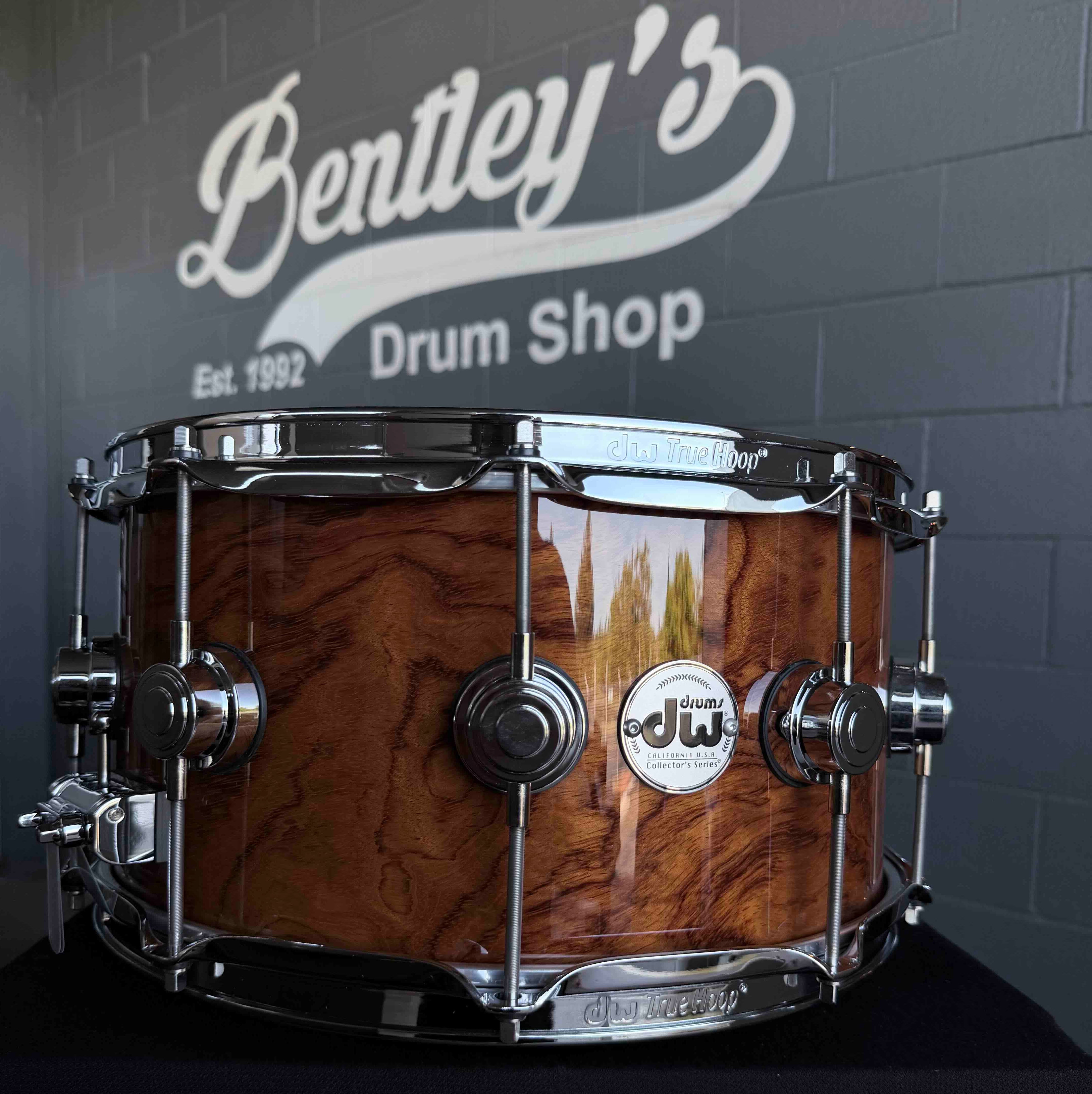 ~WOW!~ DW Collector's Series 333 Pure Maple 7x14 Snare Drum in Exotic Figured Quilted Waterfall Bubinga with Chrome Hardware