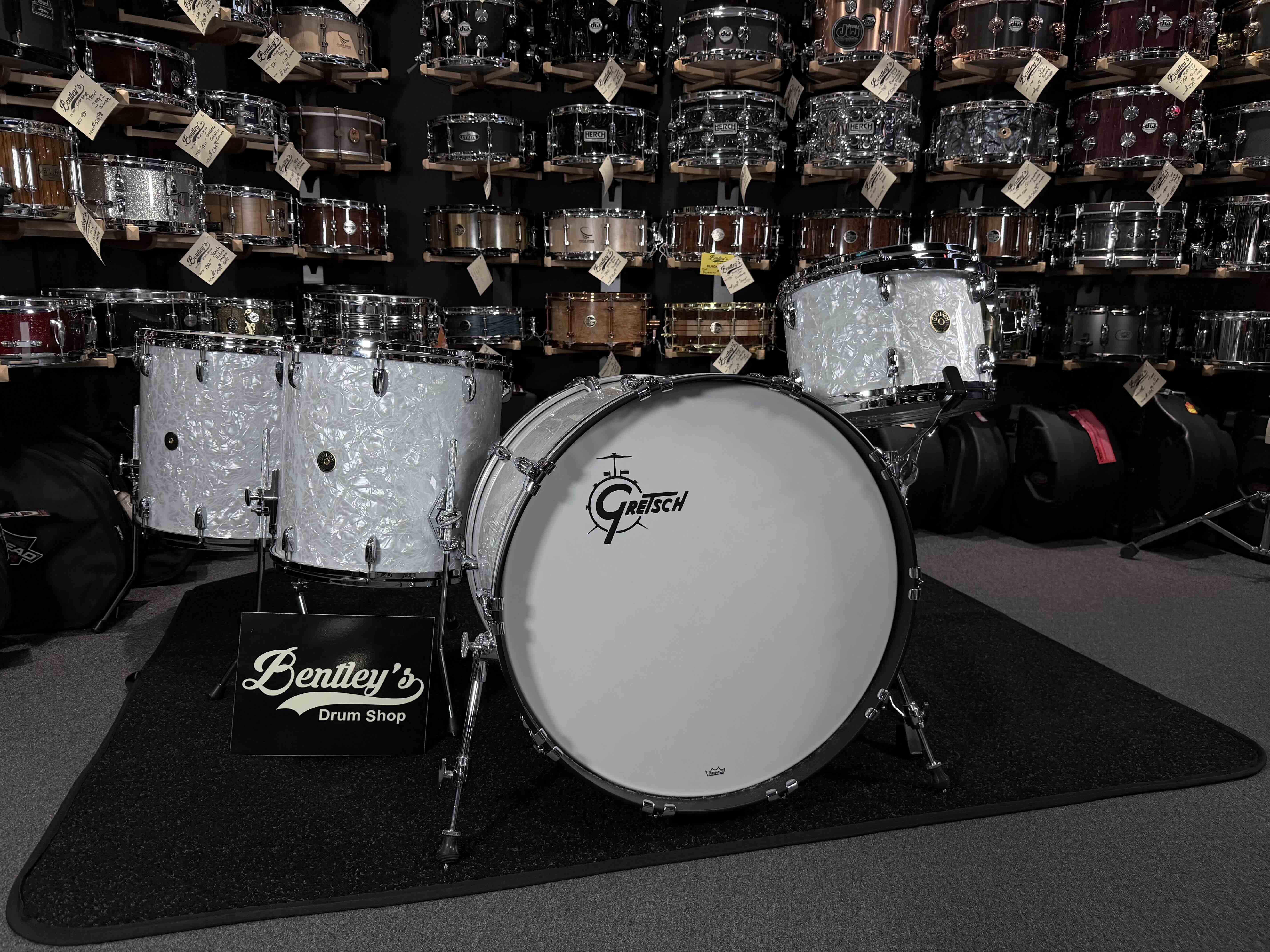 ~WOW!~ Gretsch USA Custom 4-Piece 13/16/18/24 Drum Kit Set in 60's Marine Pearl Nitron