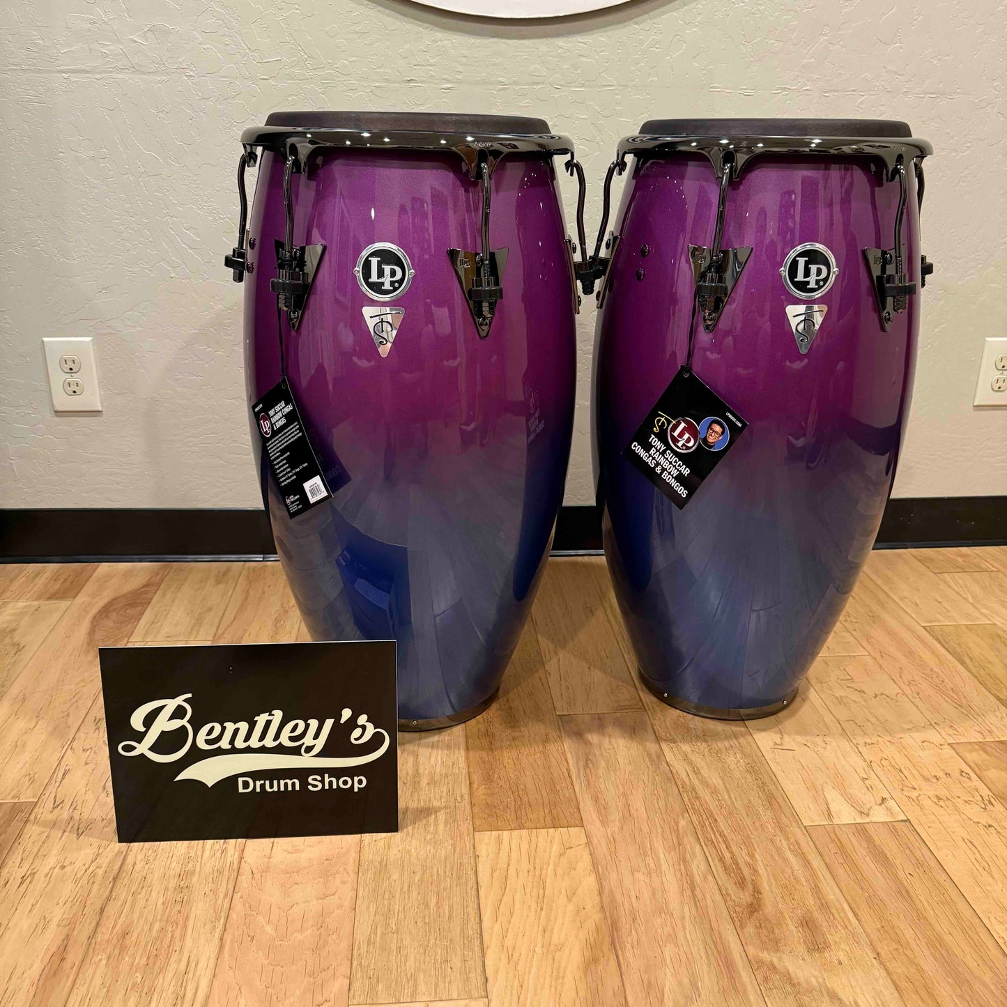 ~NEW!~ LP Latin Percussion Tony Succar Signature New Zealand Pine Conga & Tumbadora Pair in Rainbow Lacquer with Black Nickel Hardware & Black Skyn Heads
