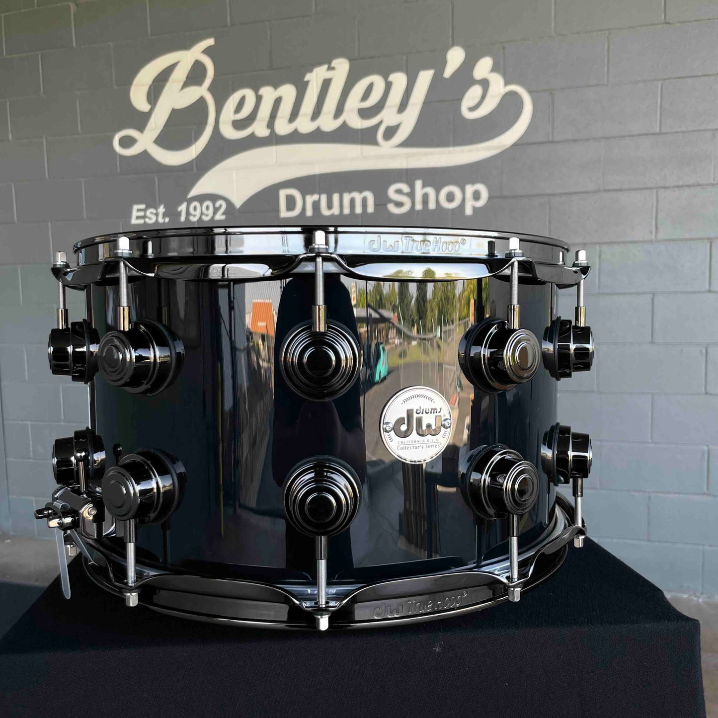 DW Collector's Series 333 Pure Maple 8x14 Snare Drum in Gloss Black FinishPly with Black Nickel Hardware