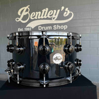 DW Collector's Series 333 Pure Maple 8x14 Snare Drum in Gloss Black FinishPly with Black Nickel Hardware