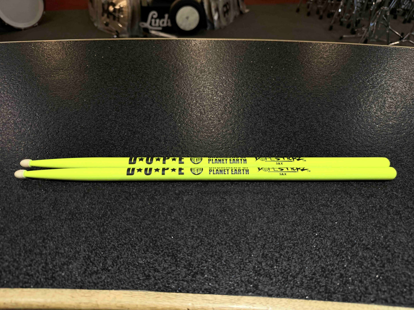 Dope Stickz Neon Glow Yellow 5AX Acorn Tip Drum Sticks Pair