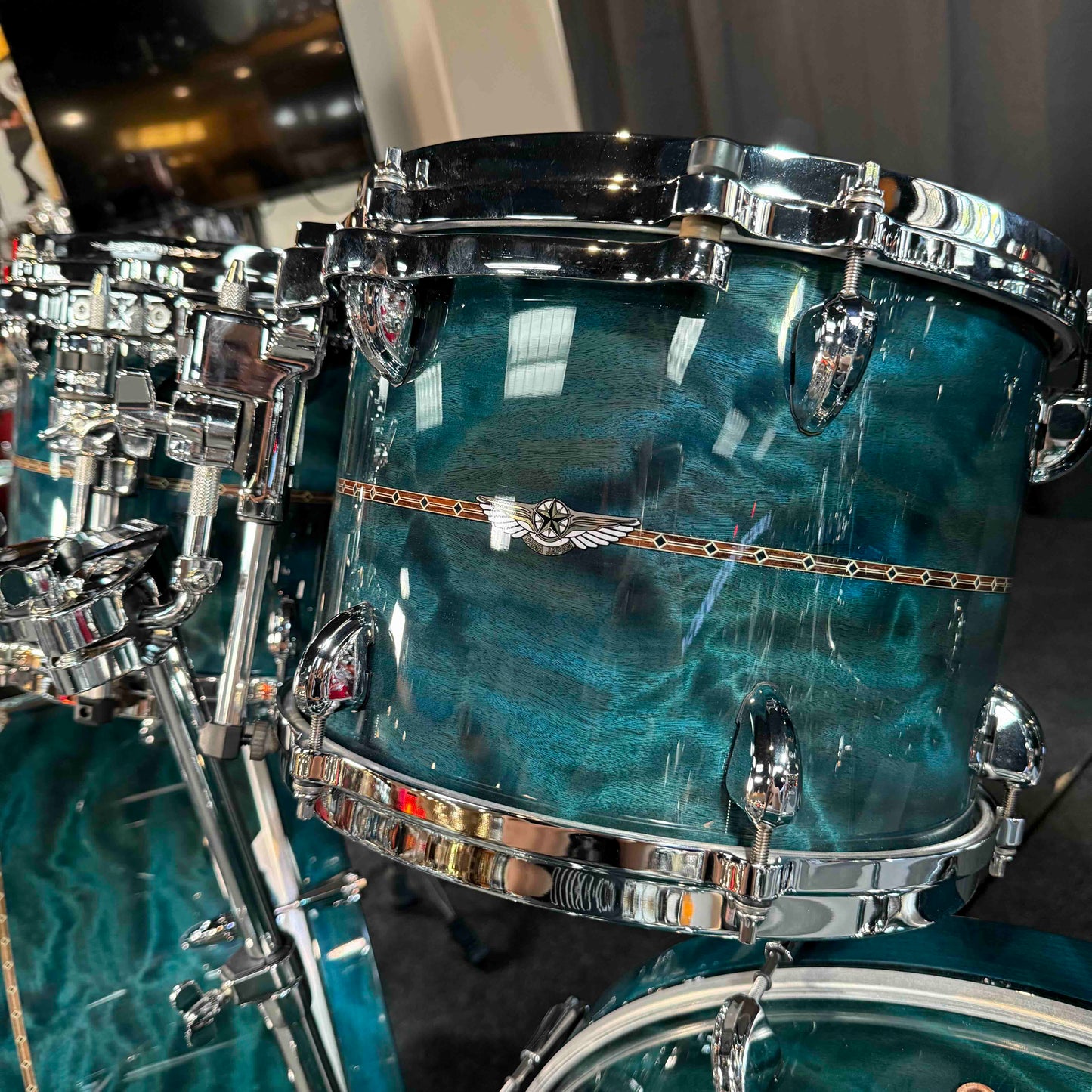 ~WOW!~ TAMA STAR Bubinga 10-Piece Double-Bass Drum Kit Set in Wild Sea Blue Bosse Gloss Lacquer with Dual Inlay