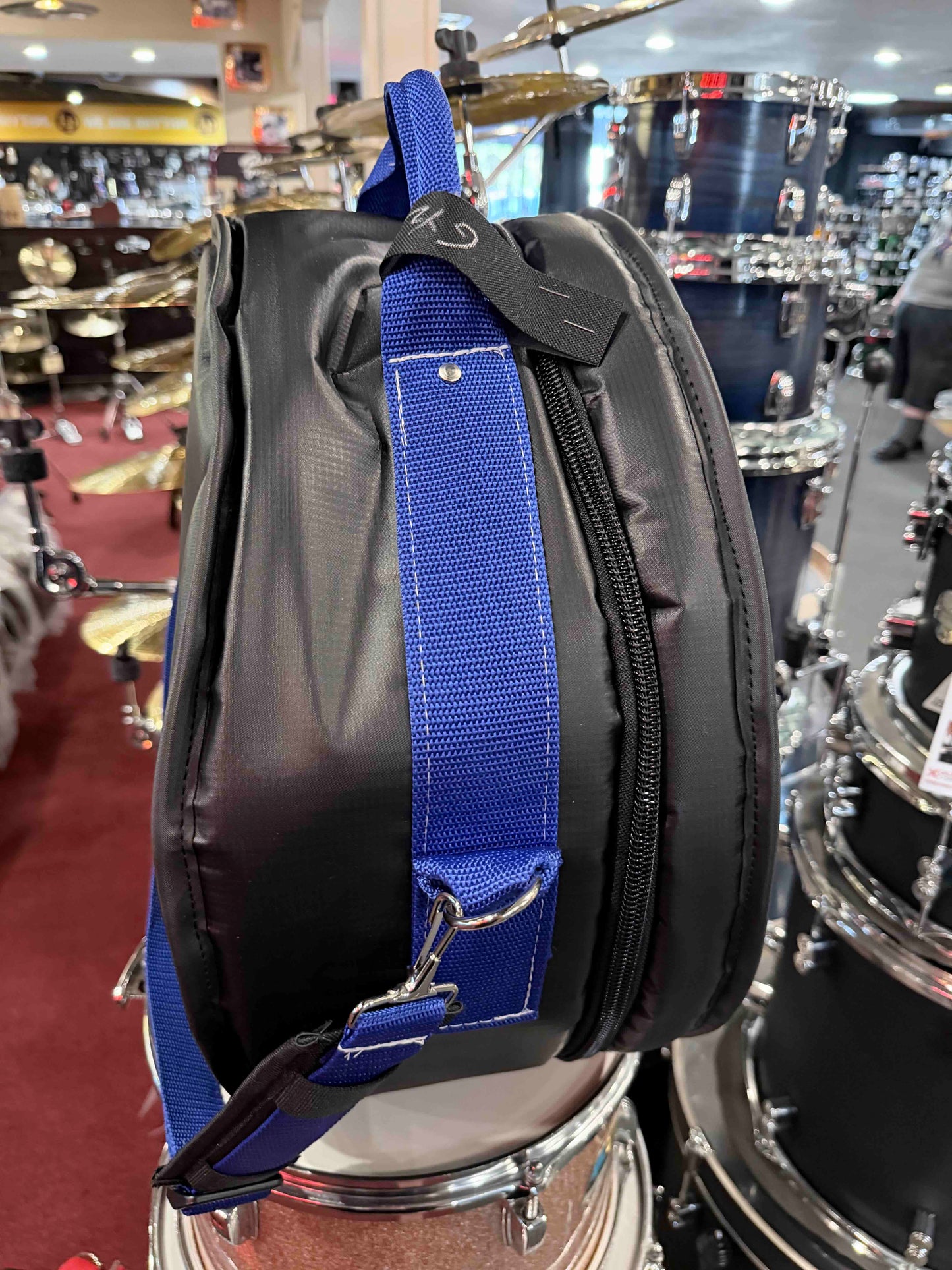 ~NEW!~ Bentley's Drum Shop Custom 6.5x14 Snare Drum Bag with Royal Blue Rugged Straps (Made in the USA!)