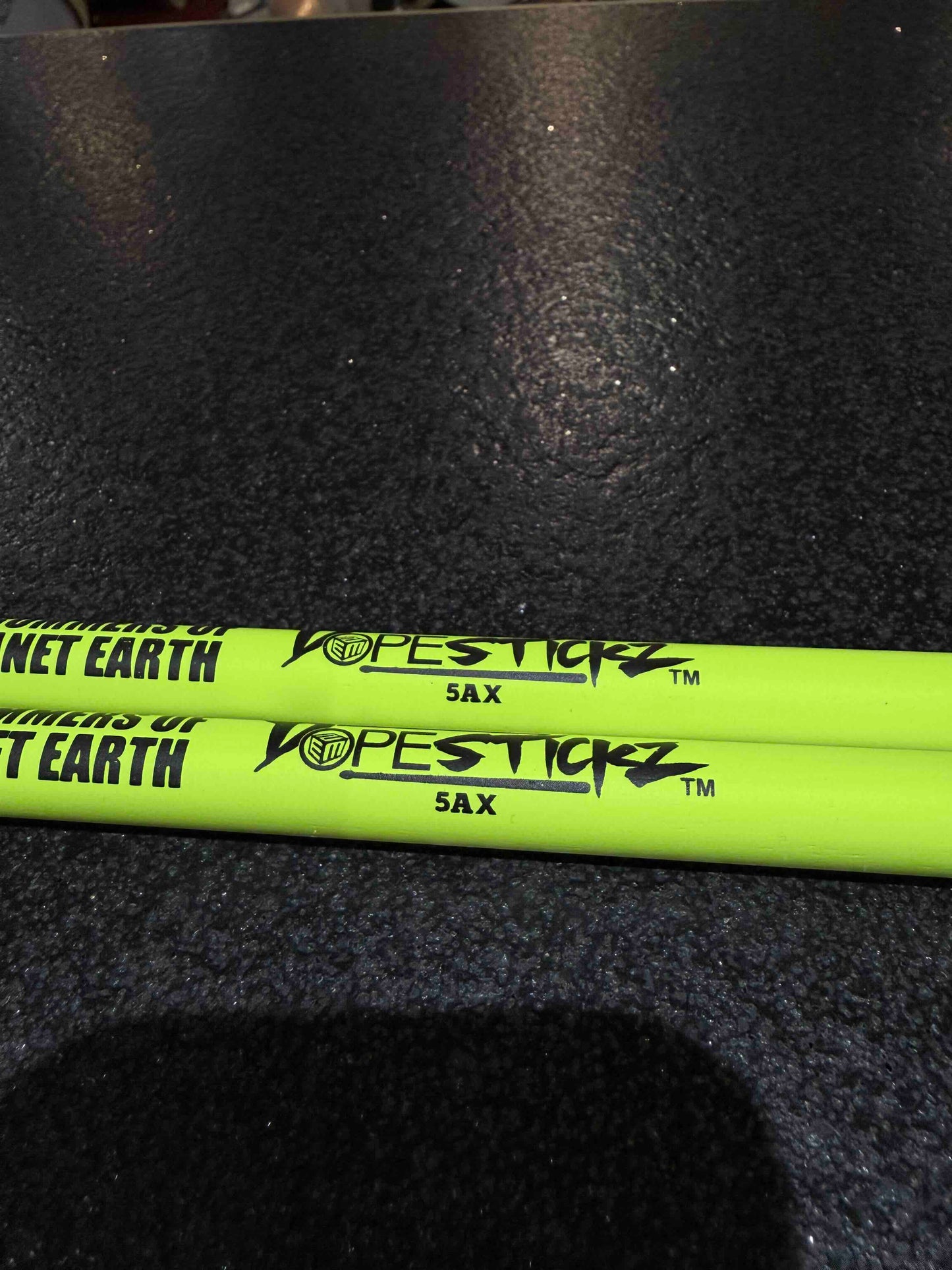 Dope Stickz Neon Glow Yellow 5AX Acorn Tip Drum Sticks Pair