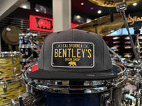 ~NEW~ Bentley's Drum Shop Clothback Snapback Hat in Grey & Black Two-Tone with Custom License Plate Badge