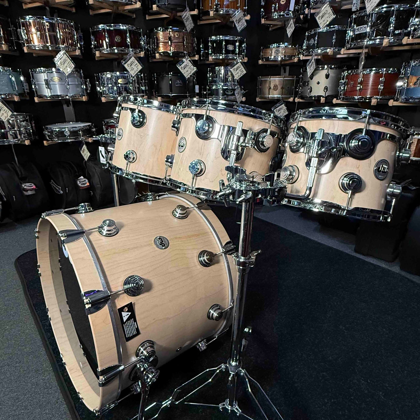 ~WOW!~ Collector's Series SonicPly Maple/Aluminum Hybrid 7-Piece 10/12/13/14/15/16/22 Drum Kit Set in Natural Satin Oil with Chrome Hardware (Store Demo)