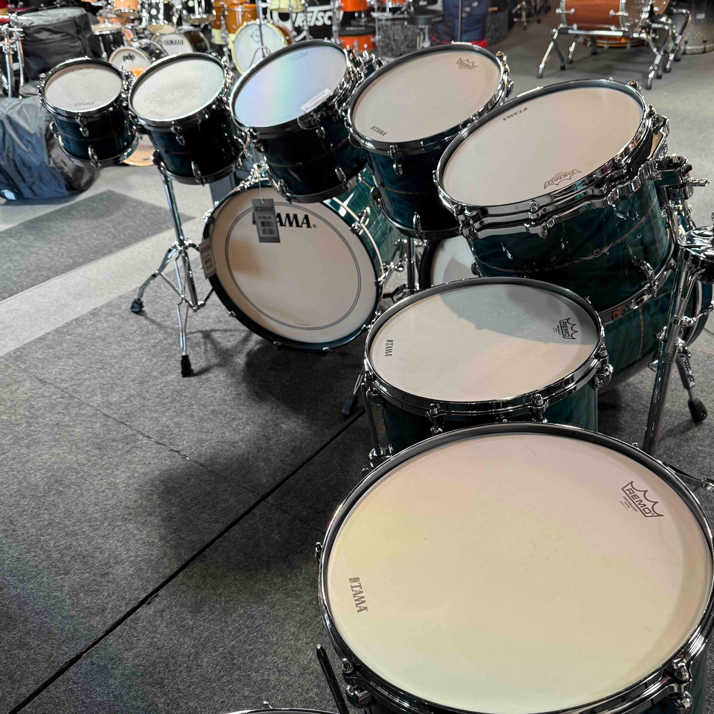 ~WOW!~ TAMA STAR Bubinga 10-Piece Double-Bass Drum Kit Set in Wild Sea Blue Bosse Gloss Lacquer with Dual Inlay