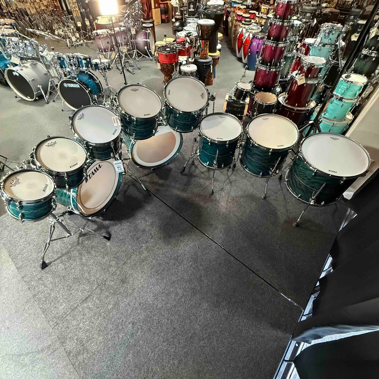 ~WOW!~ TAMA STAR Bubinga 10-Piece Double-Bass Drum Kit Set in Wild Sea Blue Bosse Gloss Lacquer with Dual Inlay