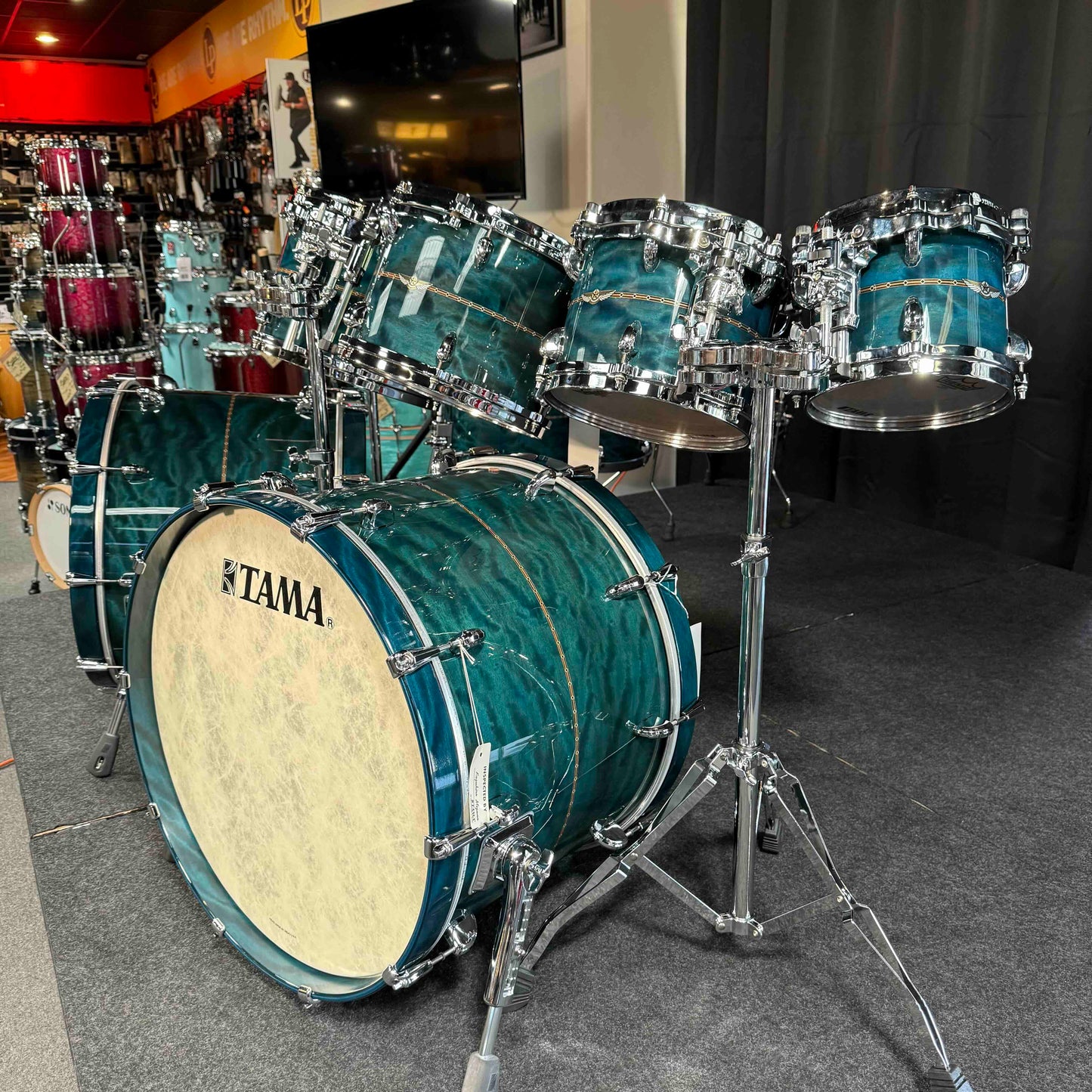 ~WOW!~ TAMA STAR Bubinga 10-Piece Double-Bass Drum Kit Set in Wild Sea Blue Bosse Gloss Lacquer with Dual Inlay