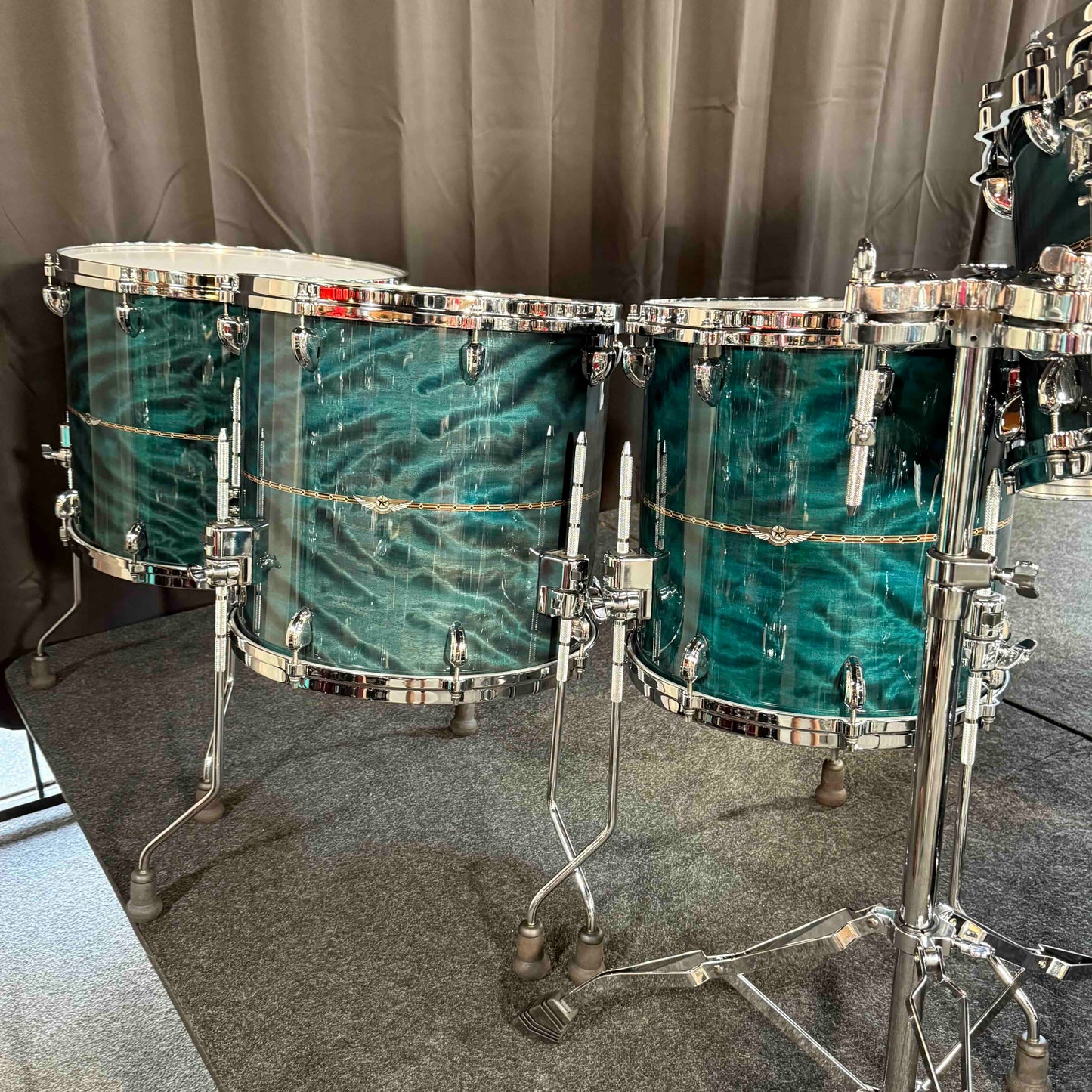 ~WOW!~ TAMA STAR Bubinga 10-Piece Double-Bass Drum Kit Set in Wild Sea Blue Bosse Gloss Lacquer with Dual Inlay