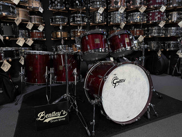 ~BENTLEY'S EXCLUSIVE~ Gretsch USA Custom 5-Piece 10/12/14/16/22 Drum Kit Set in Walnut Gloss Lacquer with Square Badges