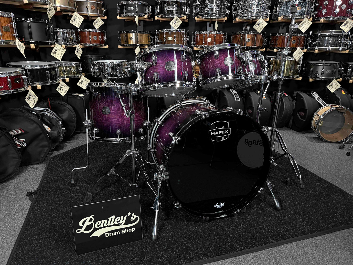 Mapex Saturn VI Maple/Walnut Hybrid 5-Piece 8/10/12/16/22 Drum Kit Set in Royal Purple Burst Gloss Lacquer (Displayed at 2026 NAMM Show!)