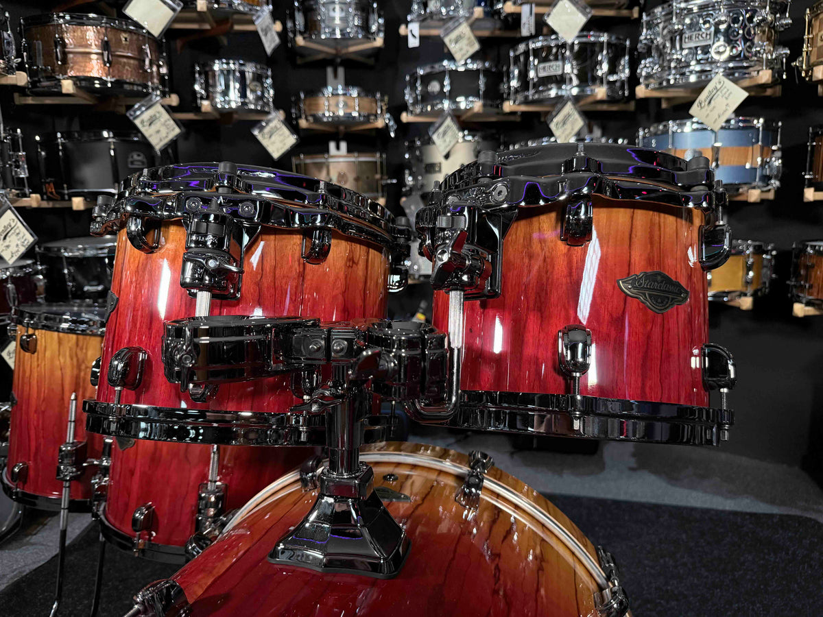 ~LIMITED EDITION~ TAMA Starclassic Walnut/Birch 5-Piece 10/12/14/16/22 Drum Kit Set in Vermillion Bosse Fonce Fade w/ Black Nickel Hardware (Open Box)