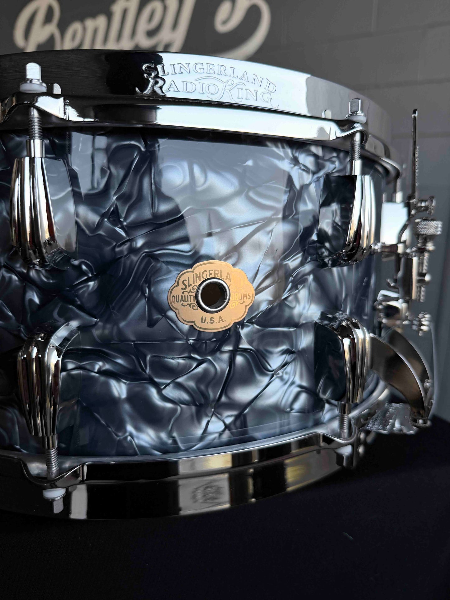 ~NEW!~ Slingerland RadioKing Solid Shell Maple 7x14 Snare Drum in Black Diamond Pearl with Nickel Hardware