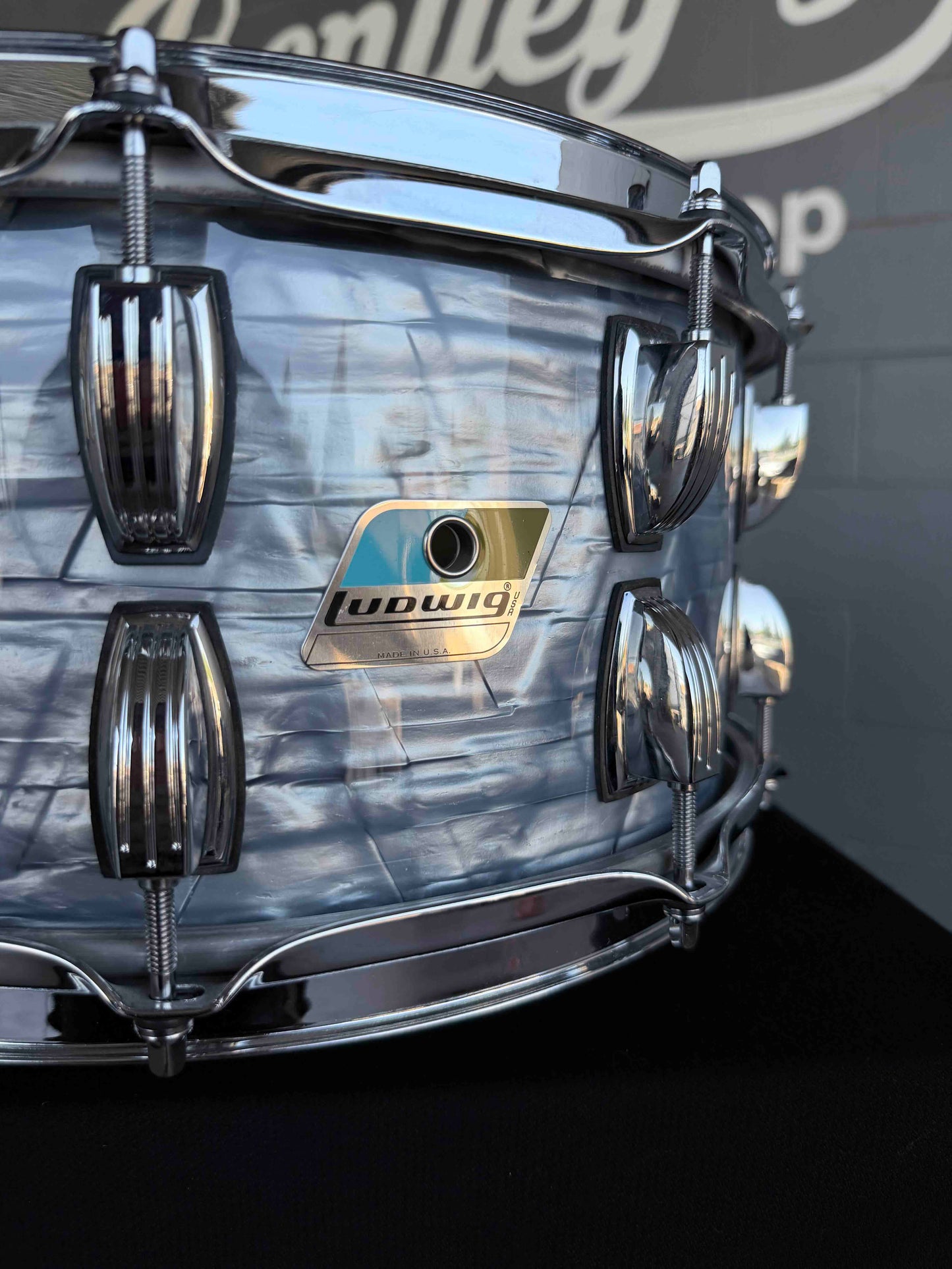 Ludwig Classic Maple 6.5x14 Snare Drum in Sky Blue Pearl with 20-Lugs