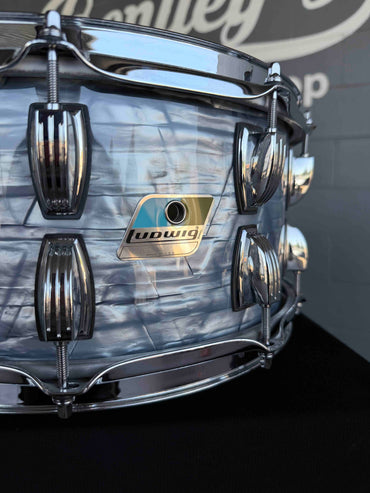 Ludwig Classic Maple 6.5x14 Snare Drum in Sky Blue Pearl with 20-Lugs