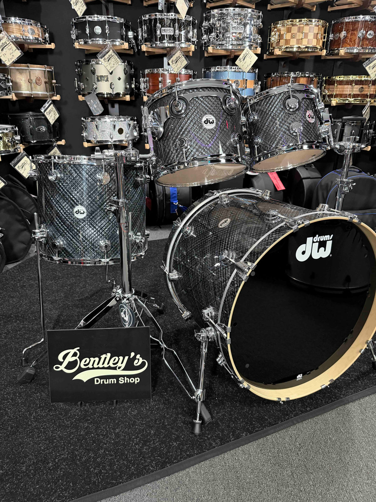 ~WOW!~ DW Collector's Series SSC Pure Maple 4-Piece 10/12/16/22 Drum Kit Set in Grey Crystal FinishPly with Chrome Hardware