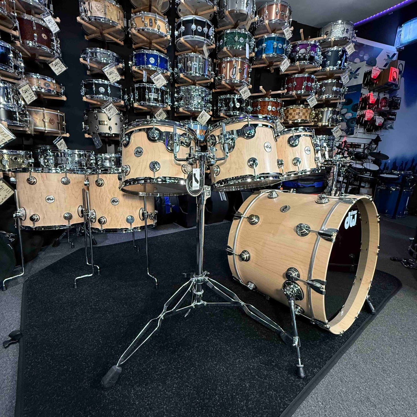 ~WOW!~ Collector's Series SonicPly Maple/Aluminum Hybrid 7-Piece 10/12/13/14/15/16/22 Drum Kit Set in Natural Satin Oil with Chrome Hardware (Store Demo)