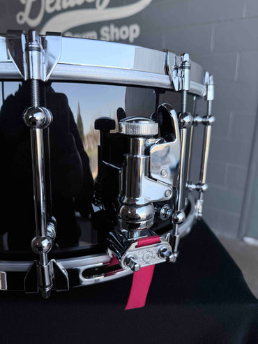 ~NEW!~ 2026 Dunnett 8-Lug StereoPly Maple/Poplar Hybrid 7x14 Snare Drum in Gloss Black Lacquer w/ CR Hoops & Dunnett Bag