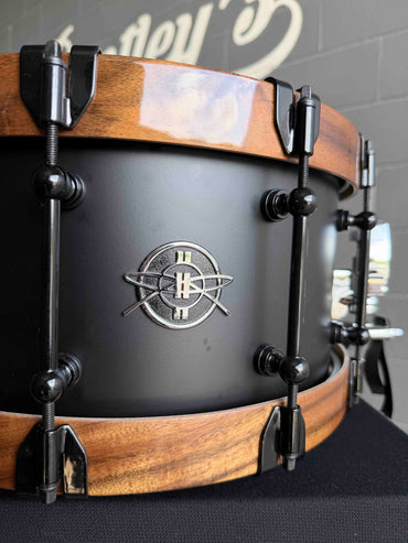 ~NEW!~ Dunnett Titanium Tourbillon 7x14 Snare Drum in Matte Black with Black Nickel Hardware & Acacia MetalWood Hoops (Dunnett Bag Included!)