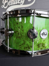 ~WOW!~ DW Collector's Series 333 Pure Maple 7x14 Snare Drum in Slime Green Gloss over Exotc Mapa Burl Veneer with Black Nickel Hardware
