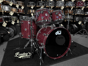 DW Collector's Series Toasted Pure Purpleheart 4-Piece 10/12/16/22 Drum Kit Set in Natural Gloss Lacquer with Chrome Hardware