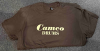 ~NEW!~ Camco Drums T-Shirt with Creme Font in Navy Blue, Dark Chocolate and Black