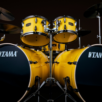 ~LIMITED EDITION~ TAMA Imperialstar 7-Piece 10/12/14/16/22/22 Double-Bass Drum Kit Set in Electric Yellow with Black Nickel Hardware & Matching Snare