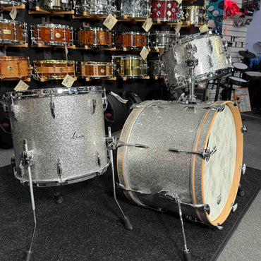 ~WOW!~ SONOR Vintage Series 3-Piece 13/16/22 Drum Kit Set in Vintage Silver Glitter w/ Single-Tom Holder